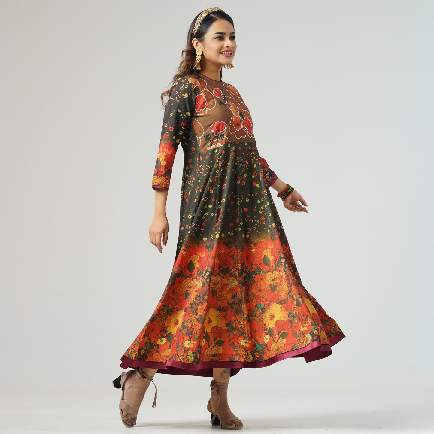 Womens Multi Color Anarkali Gown