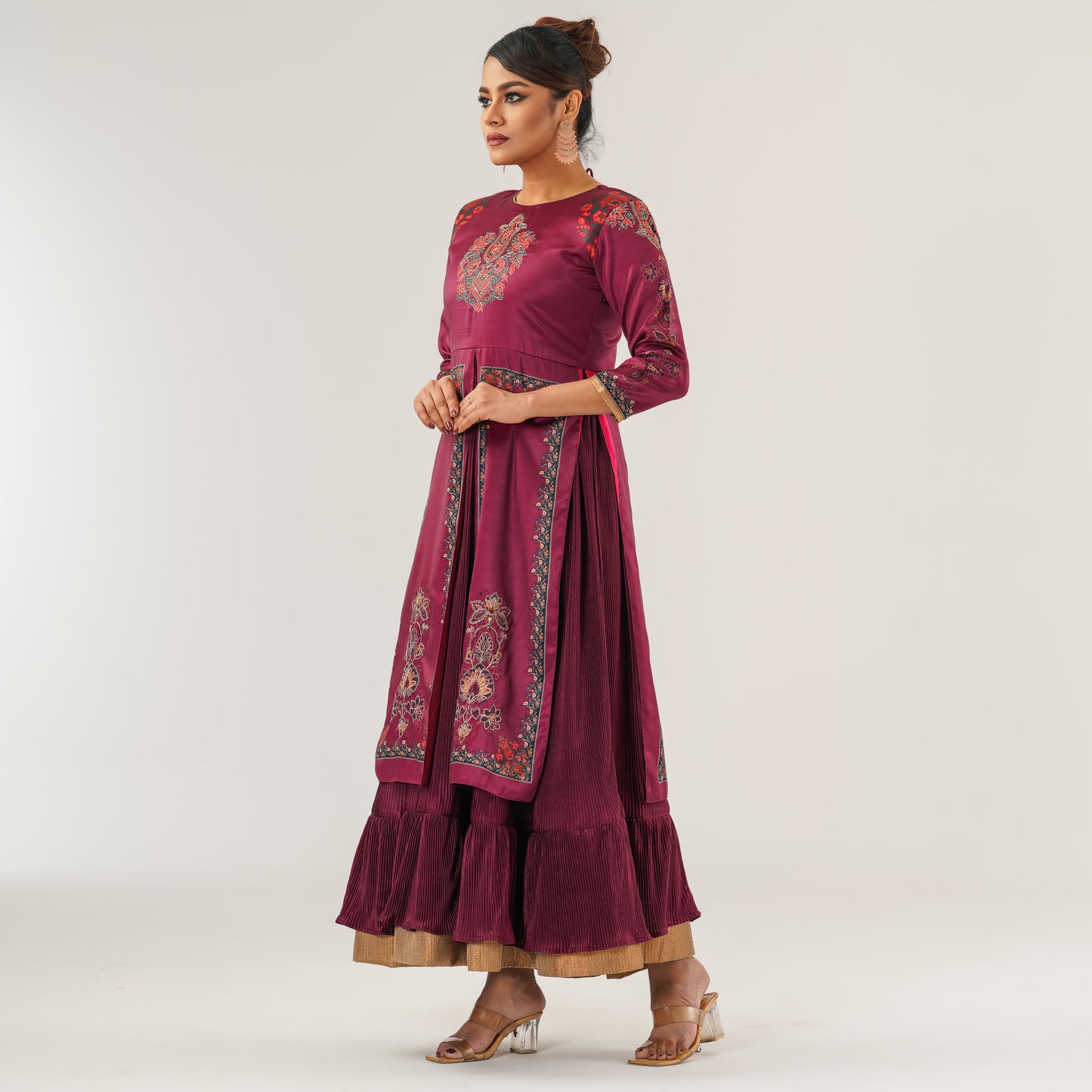 Womens Multicolor Sherwani Cut Gown