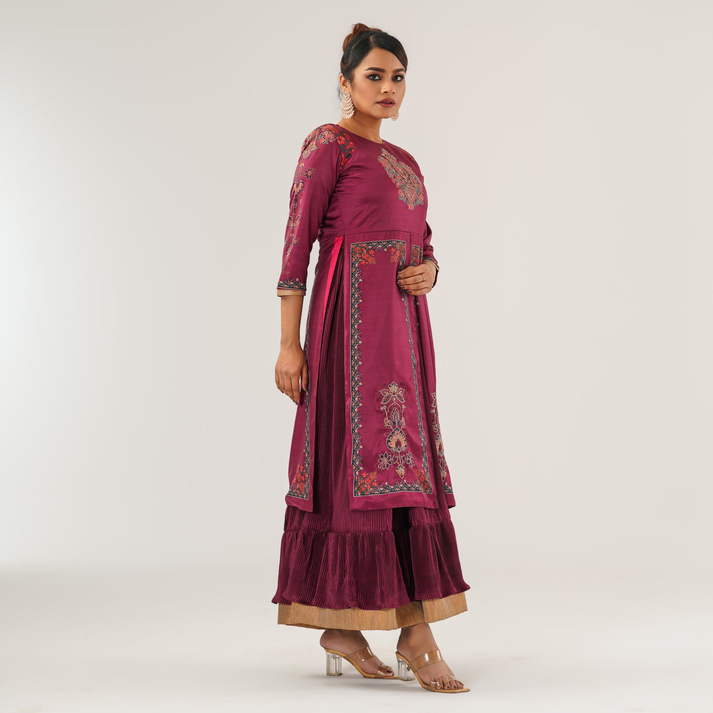 Womens Multicolor Sherwani Cut Gown