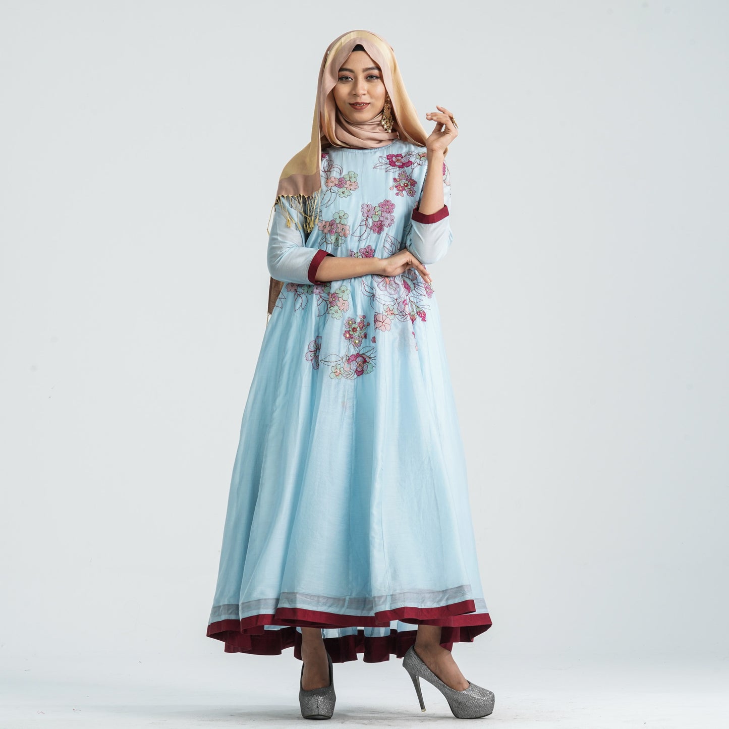 Women's Half-Silk Embroidered Gown