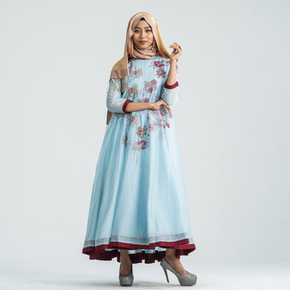 Women's Half-Silk Embroidered Gown