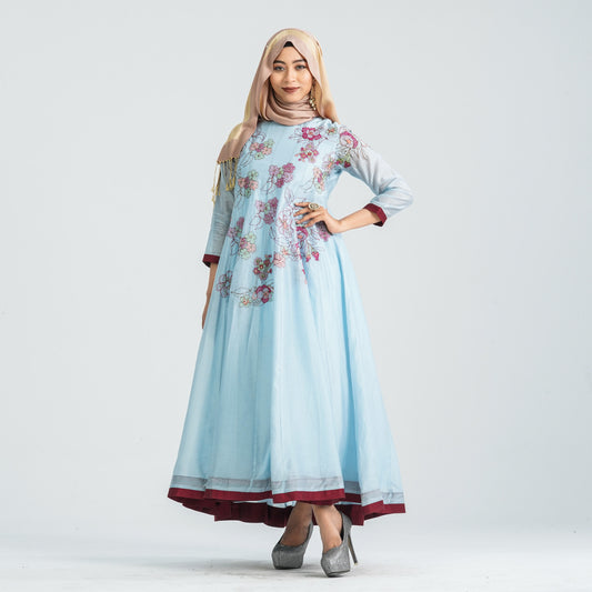 Women's Half-Silk Embroidered Gown