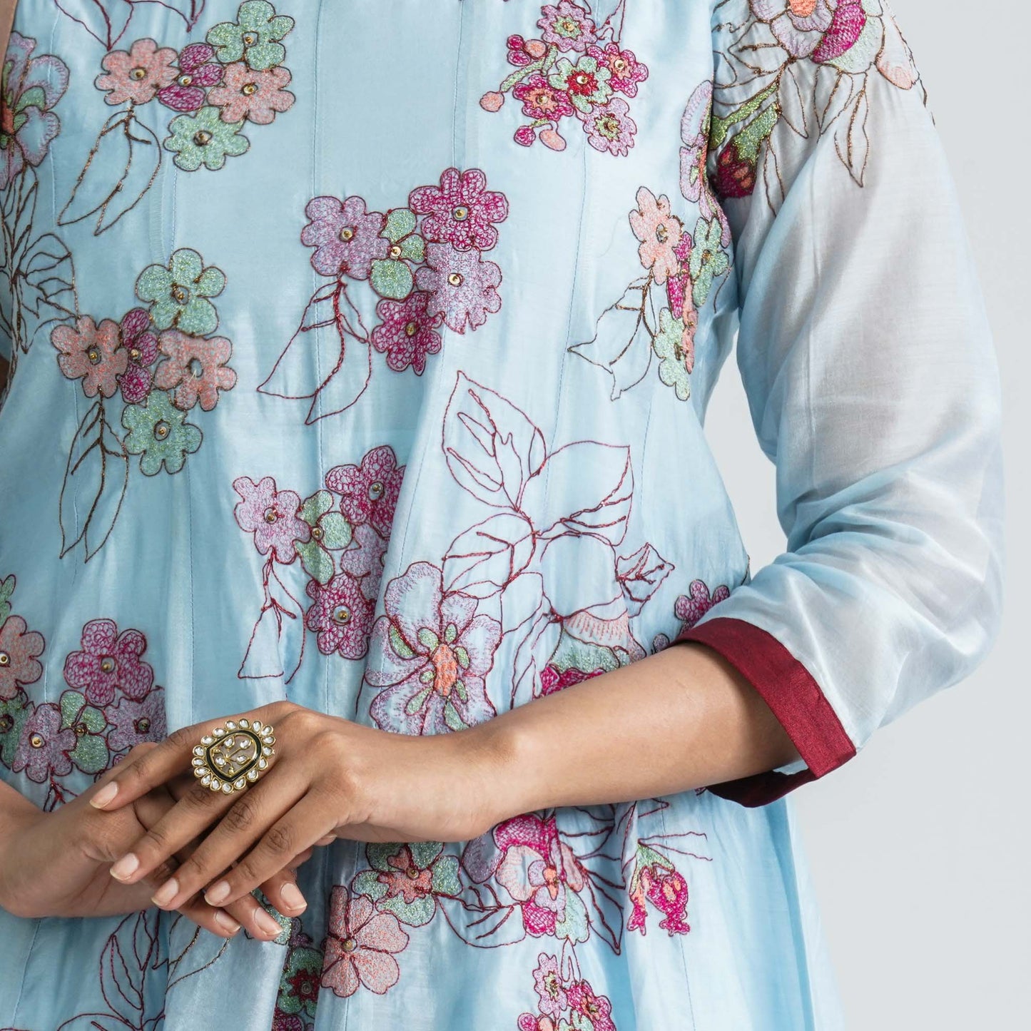Women's Half-Silk Embroidered Gown