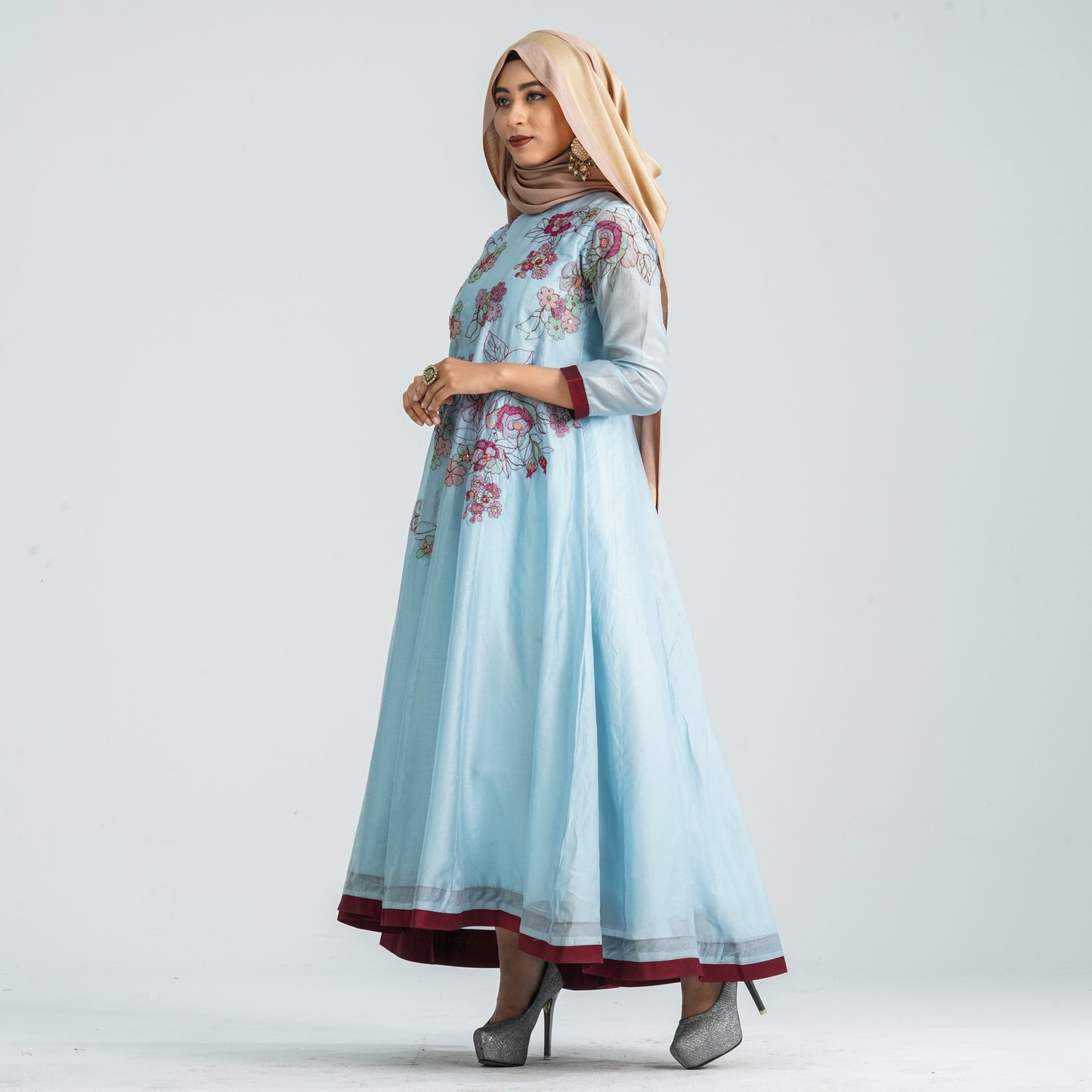 Women's Half-Silk Embroidered Gown