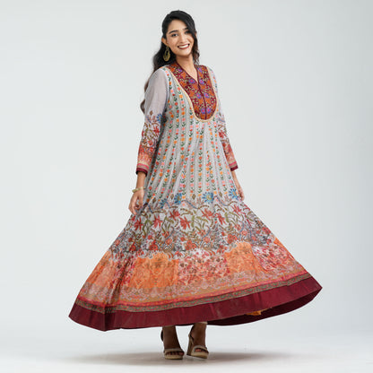 Women’s Floral Half Silk Gown