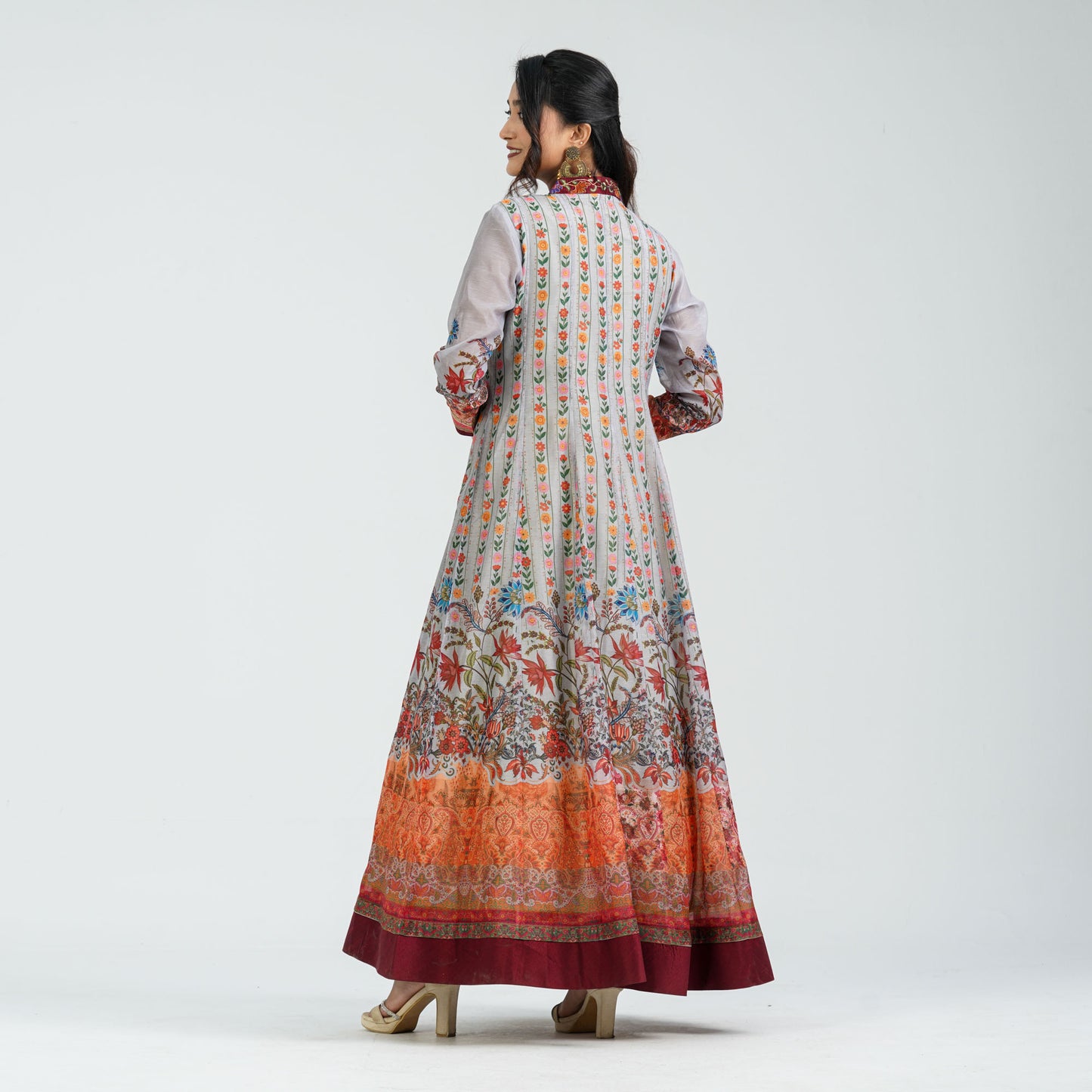 Women’s Floral Half Silk Gown