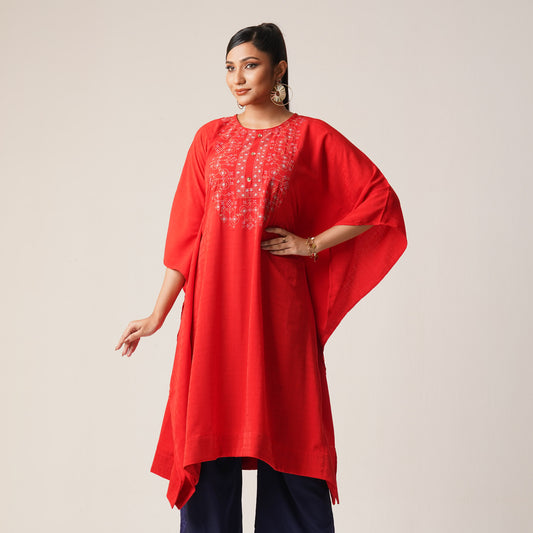 Womens Ethnic Kaftan-Red