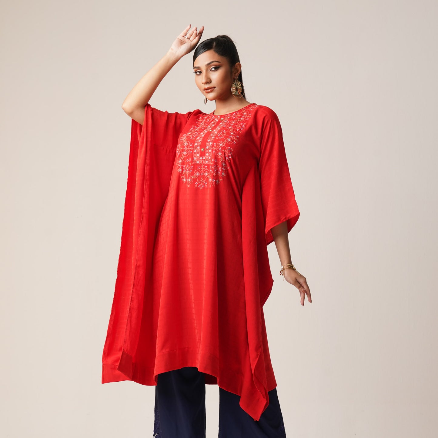 Womens Ethnic Kaftan-Red