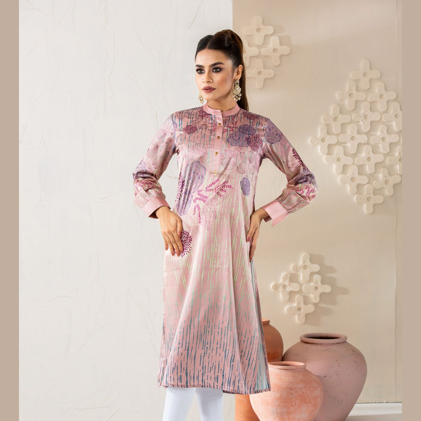 Women Aqua Silk Kurti