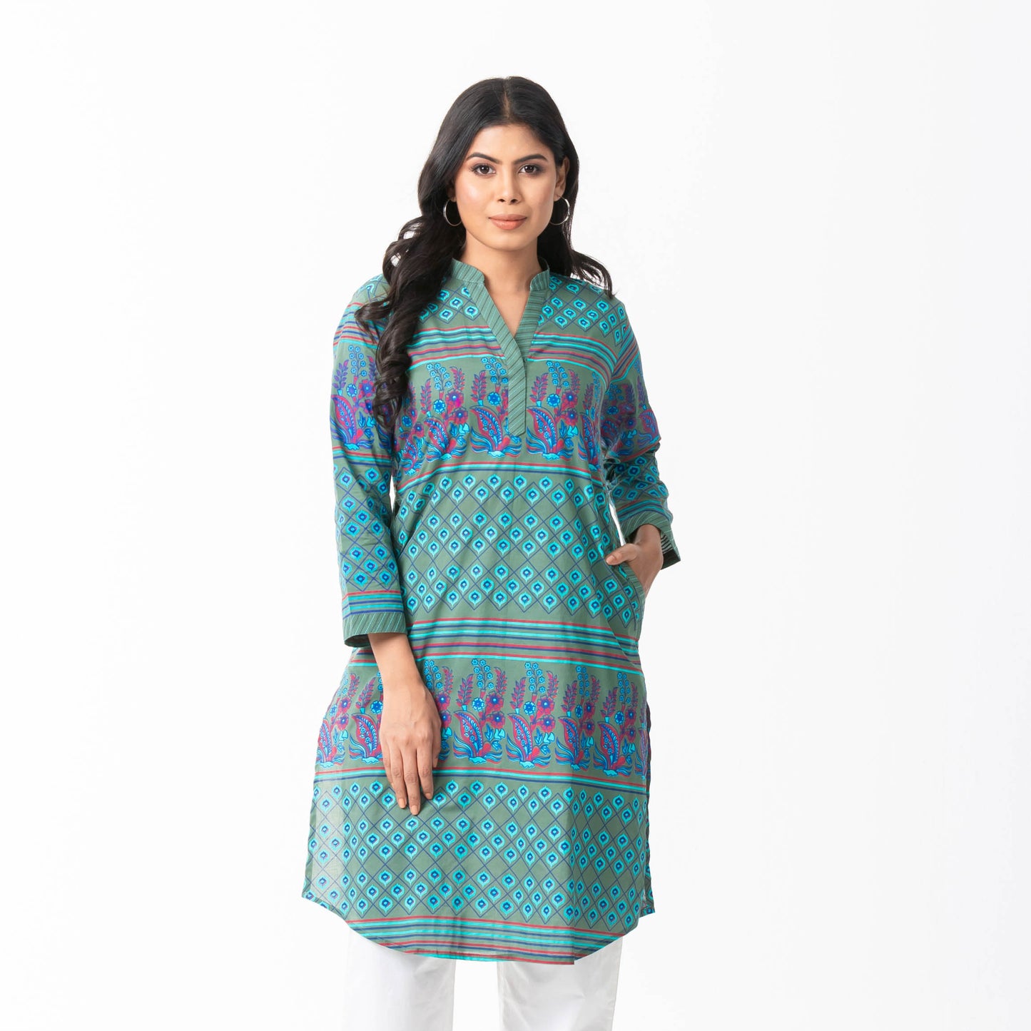 Womens Green Ethnic Kurti