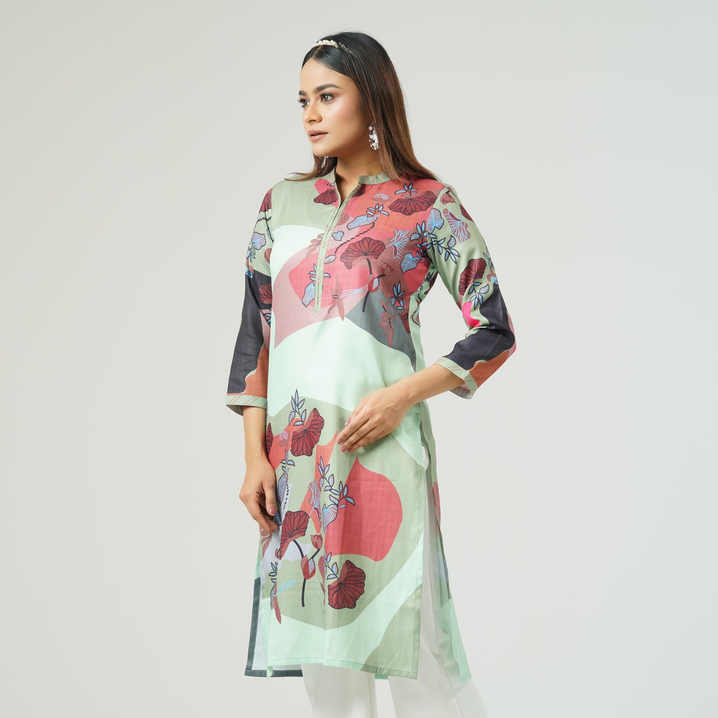 Womens Multicolor Printed Kurti