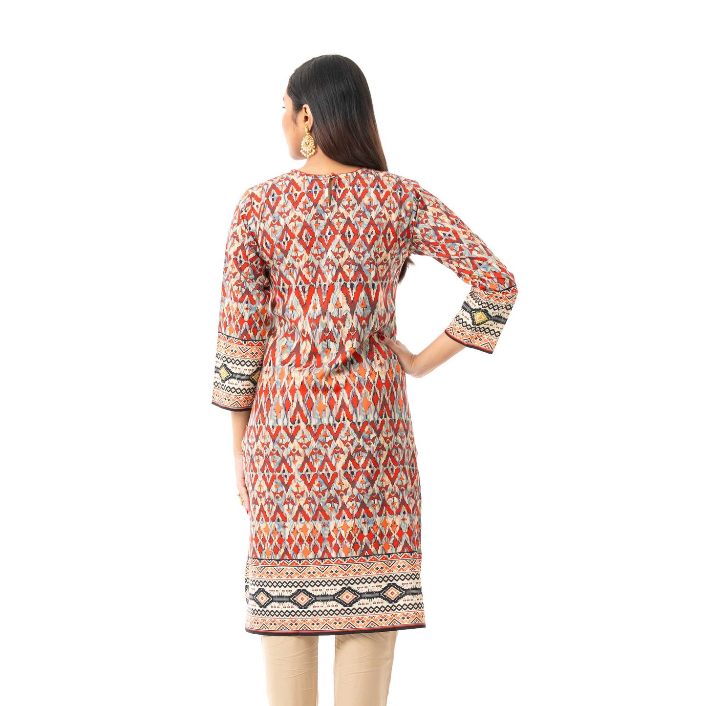 Womens Tan Printed Kurti