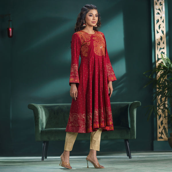 ETHNIC PREMIUM KURTI-MAROON