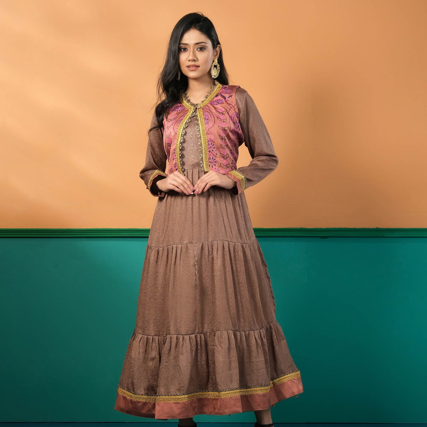 Womens Ethnic Kurti-Brown