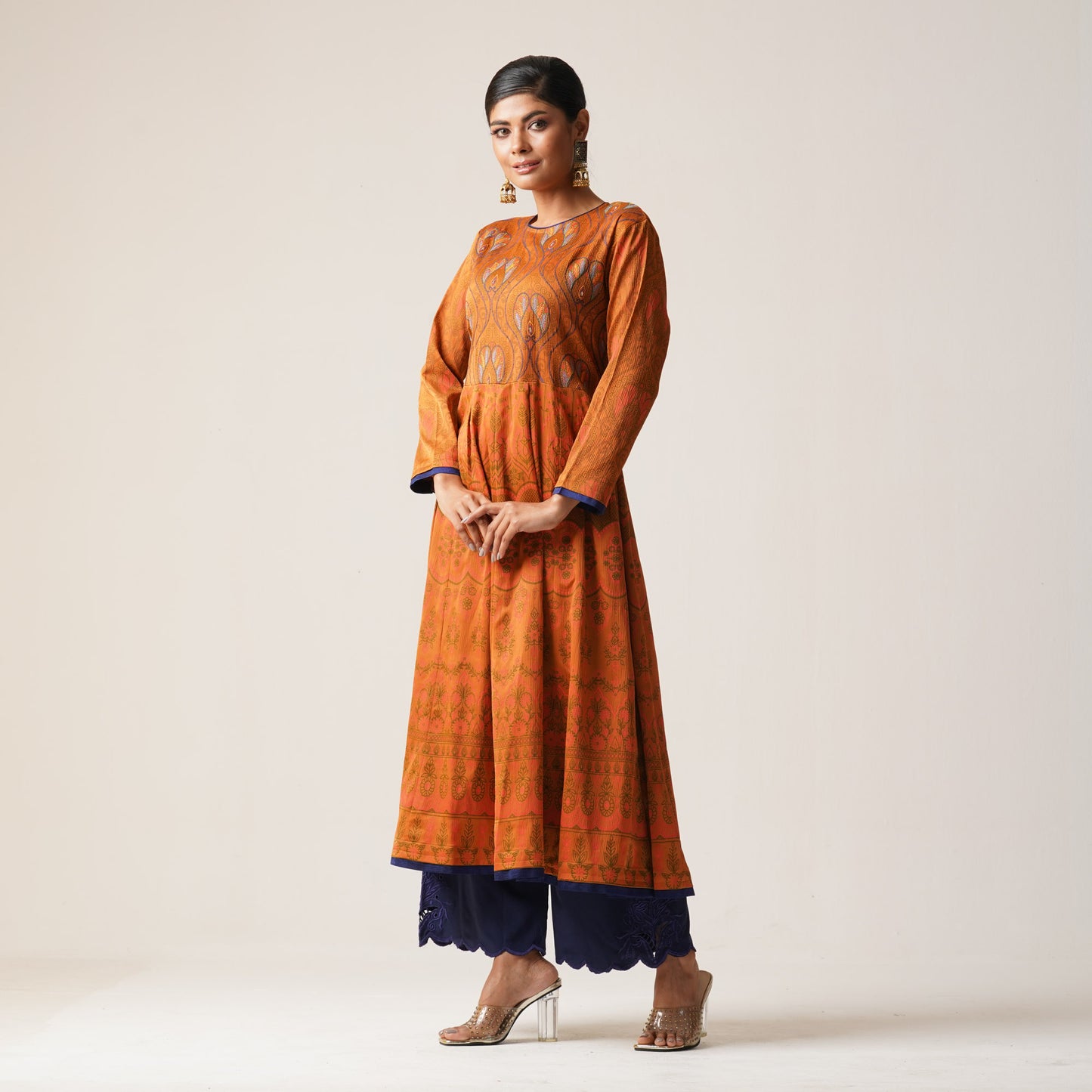 Womens Ethnic Premium Kurti-Mustard