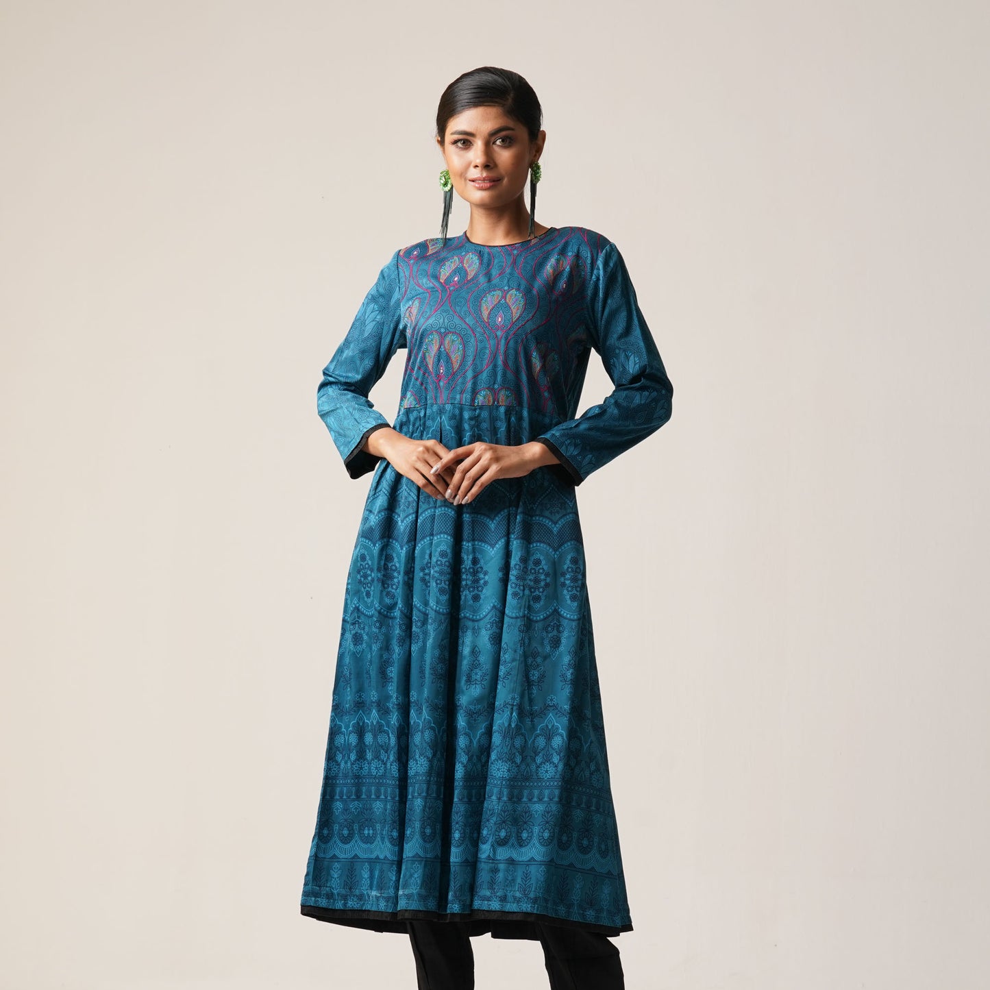 Womens Ethnic Premium Kurti-Sea Green
