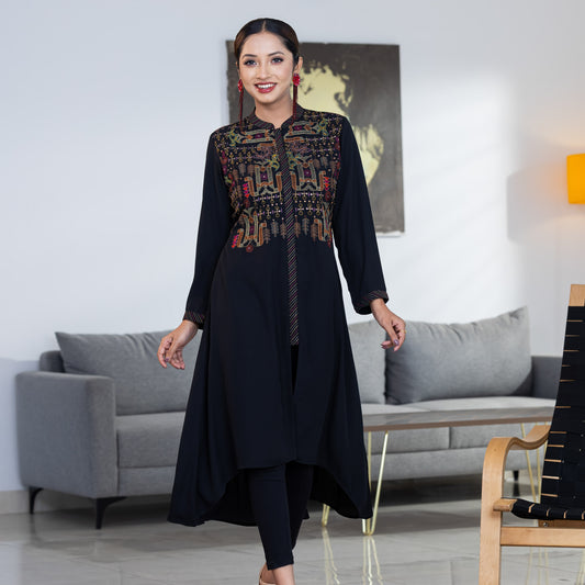 Womens Ethnic Premium Kurti-Black