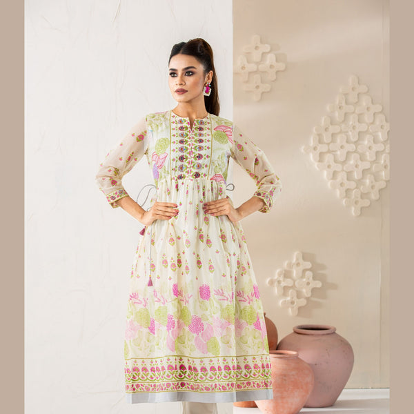 ETHNIC PREMIUM KURTI-WHITE