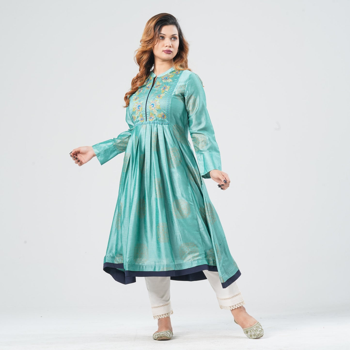 Women’s Silk Georgette Pleated Kurti