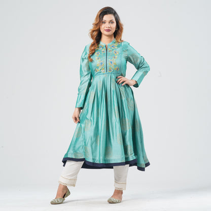 Women’s Silk Georgette Pleated Kurti