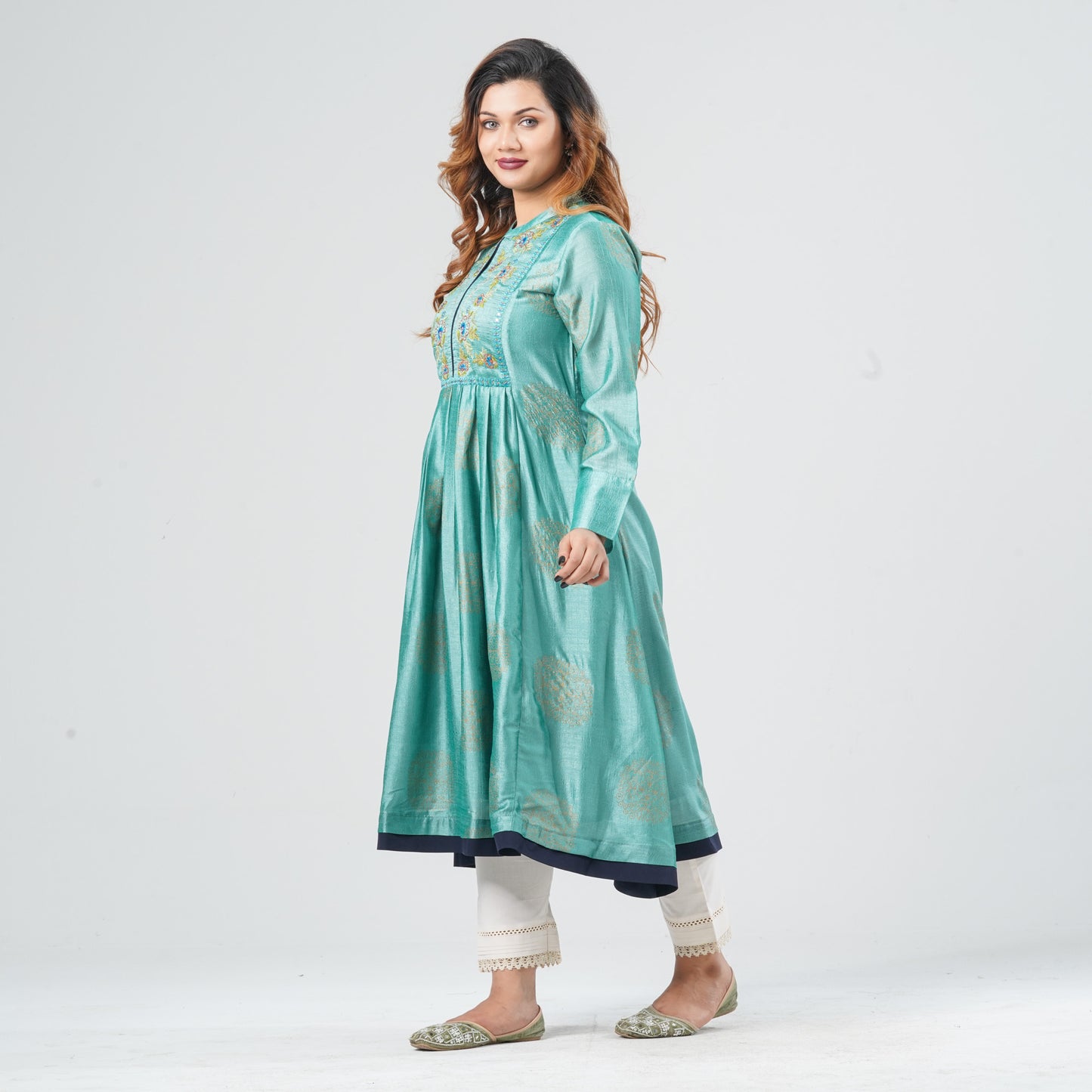 Women’s Silk Georgette Pleated Kurti