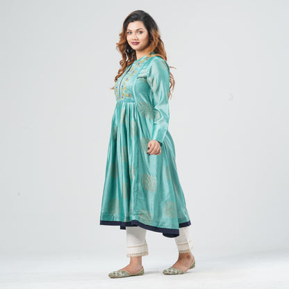 Women’s Silk Georgette Pleated Kurti