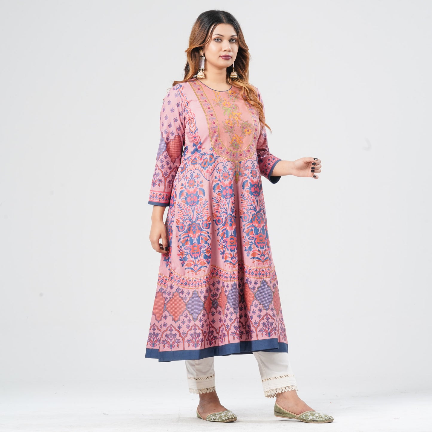 Women's Pink Flared Kurti