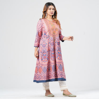 Women's Pink Flared Kurti