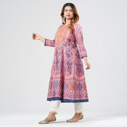 Women's Pink Flared Kurti
