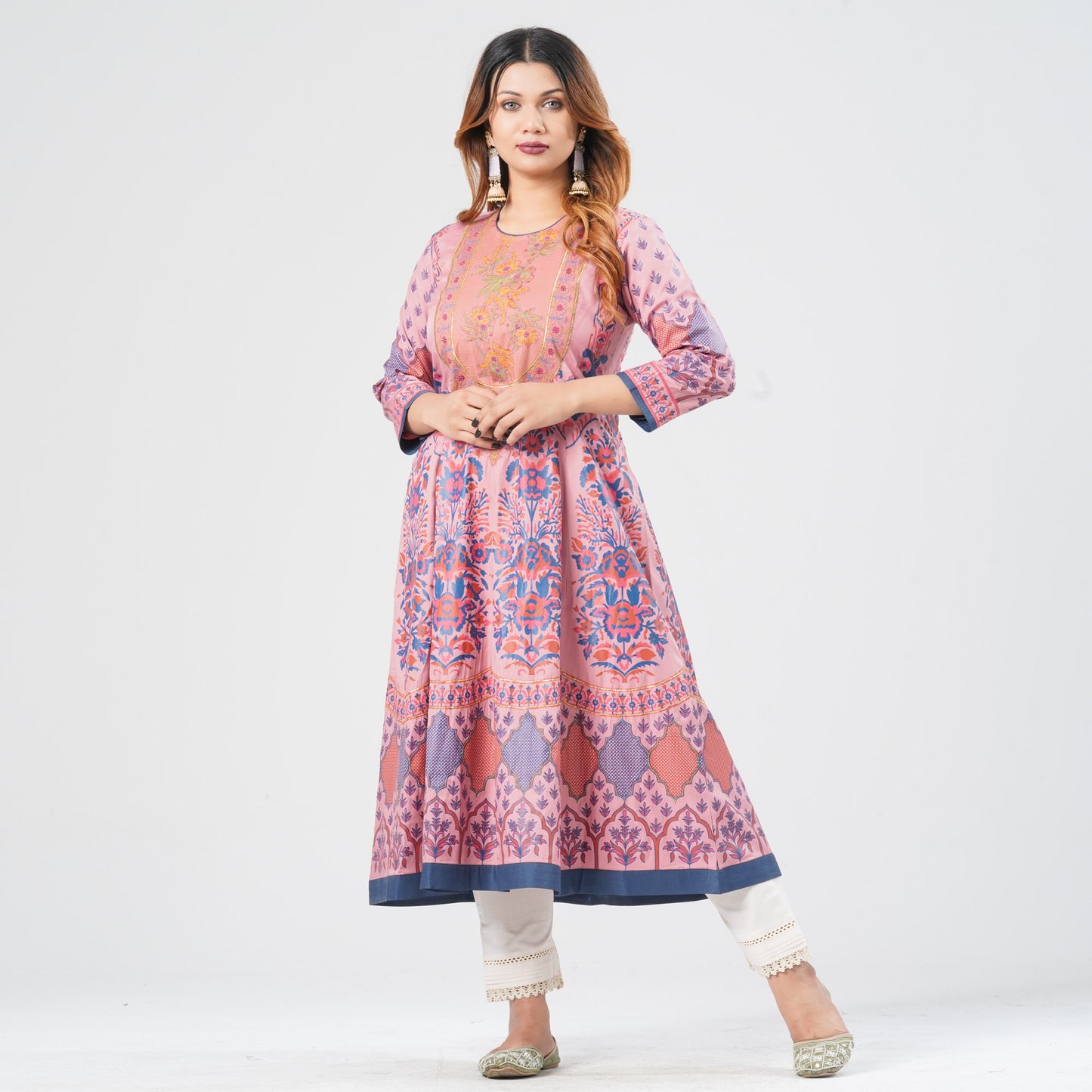 Women's Pink Flared Kurti