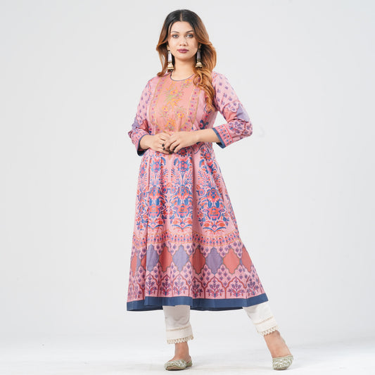 Women's Pink Flared Kurti