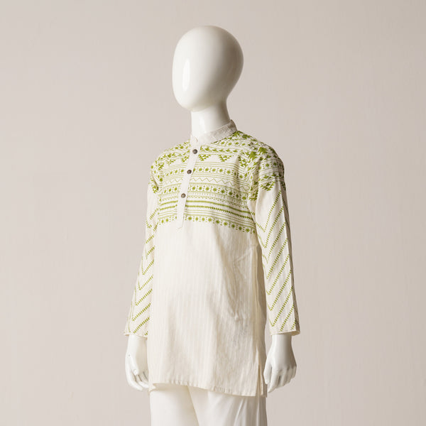 BOYS PANJABI-WHITE STRIPE