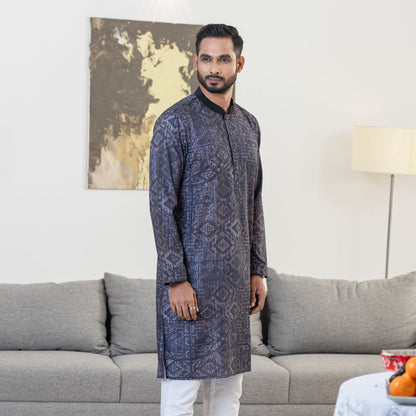 Men's Black Digital Panjabi