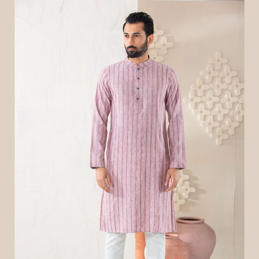 Mens Mauve Cotton Panjabi