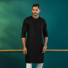 Load image into Gallery viewer, MENS EMBROIDERY PANJABI-BLACK
