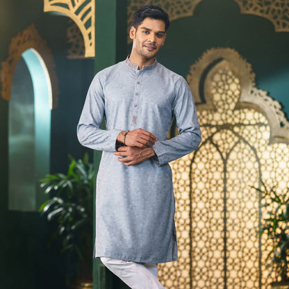 MENS EMBROIDERY PANJABI-ASH