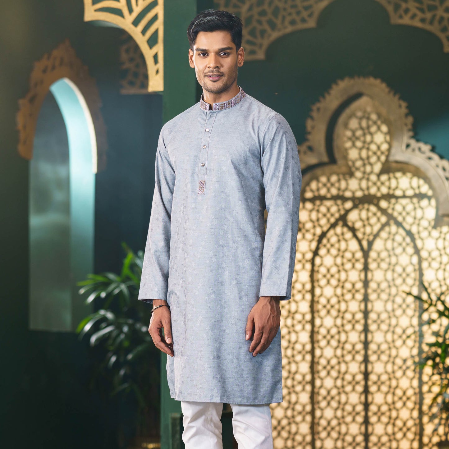 MENS EMBROIDERY PANJABI-ASH