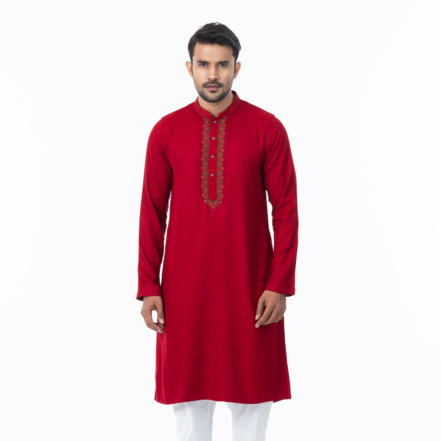 Mens Maroon Embroidered Panjabi