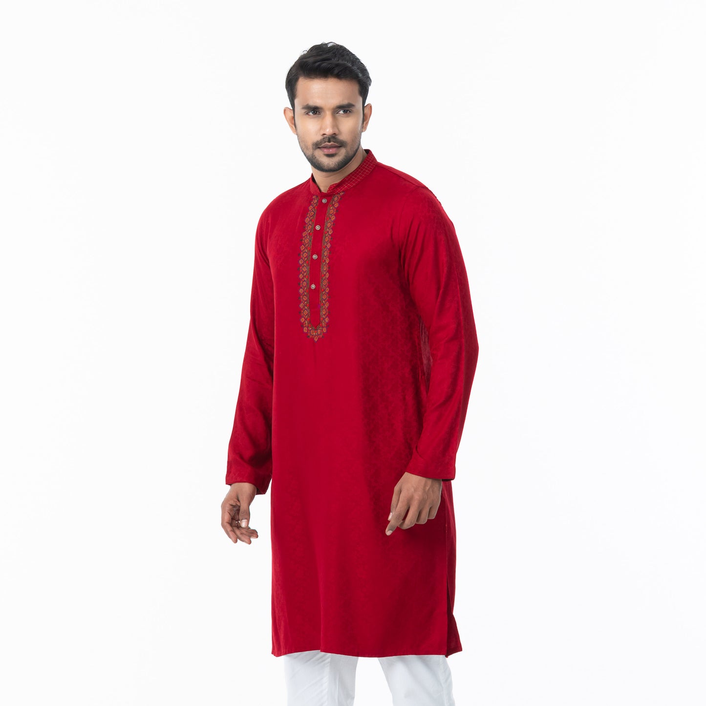 Mens Maroon Embroidered Panjabi