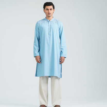 Men’s Sky Blue Embroidered Panjabi