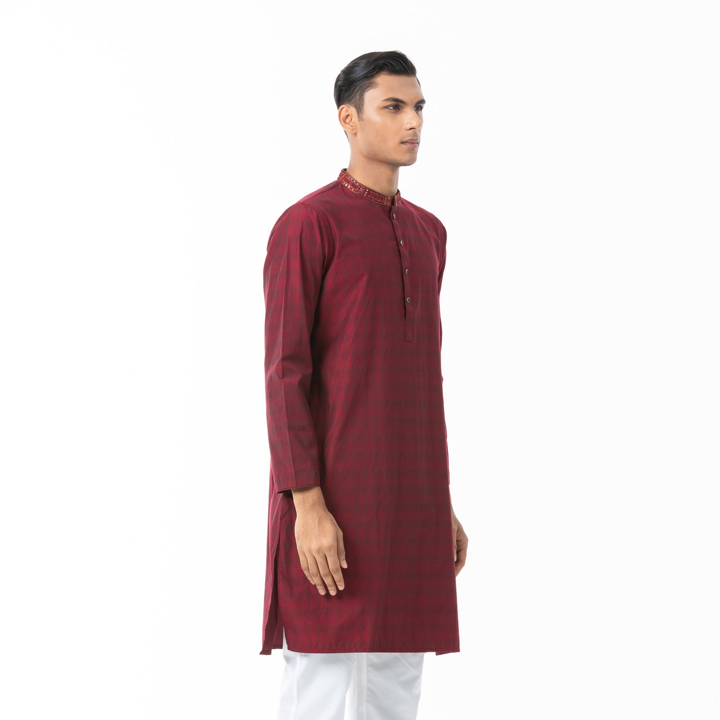 Mens Maroon Karchupi Panjabi