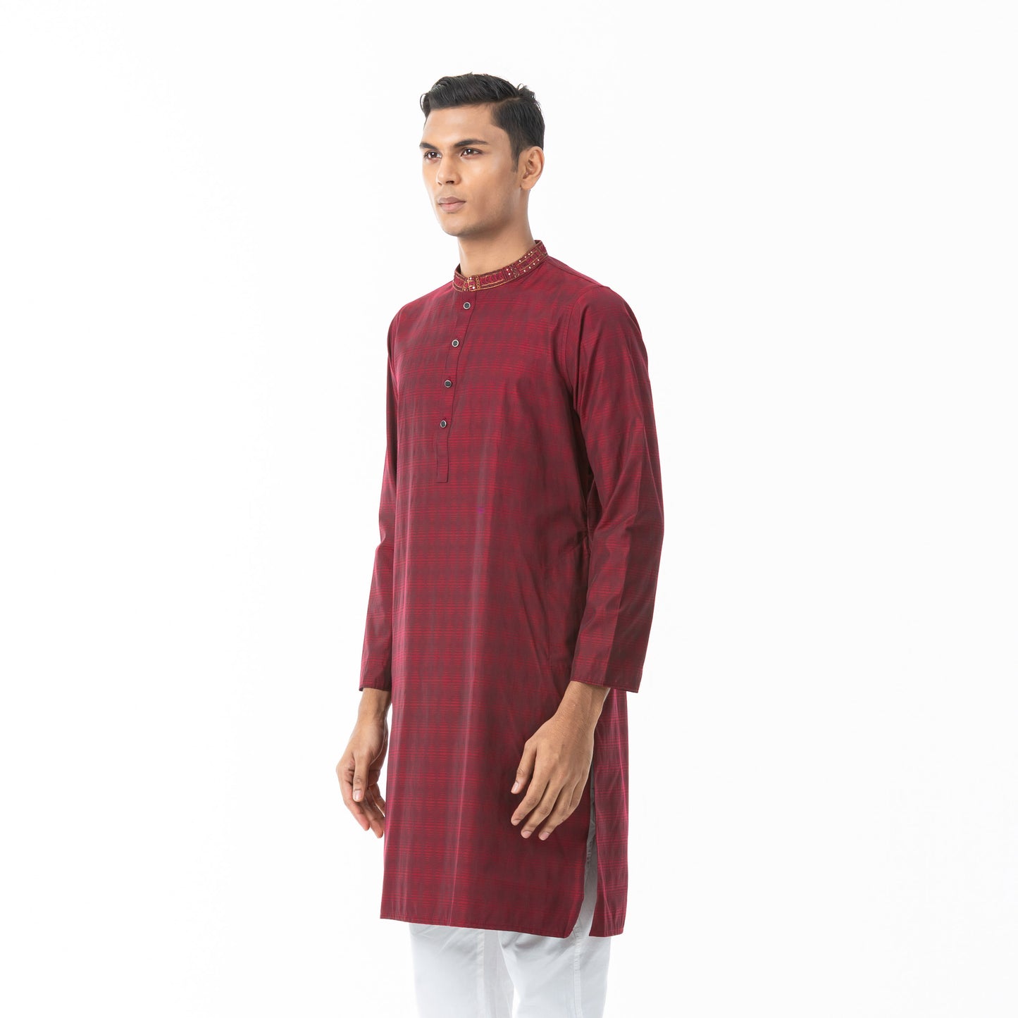 Mens Maroon Karchupi Panjabi