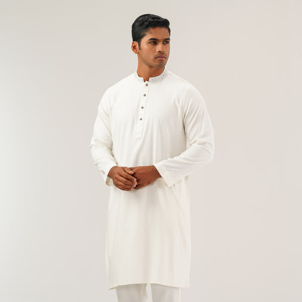 Mens White Karchupi Panjabi