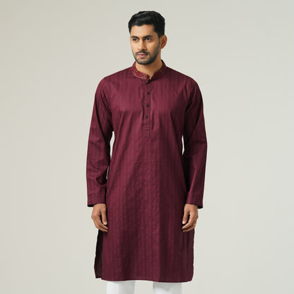 Mens Maroon Embroidered Panjabi
