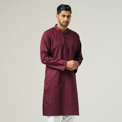 Mens Maroon Embroidered Panjabi