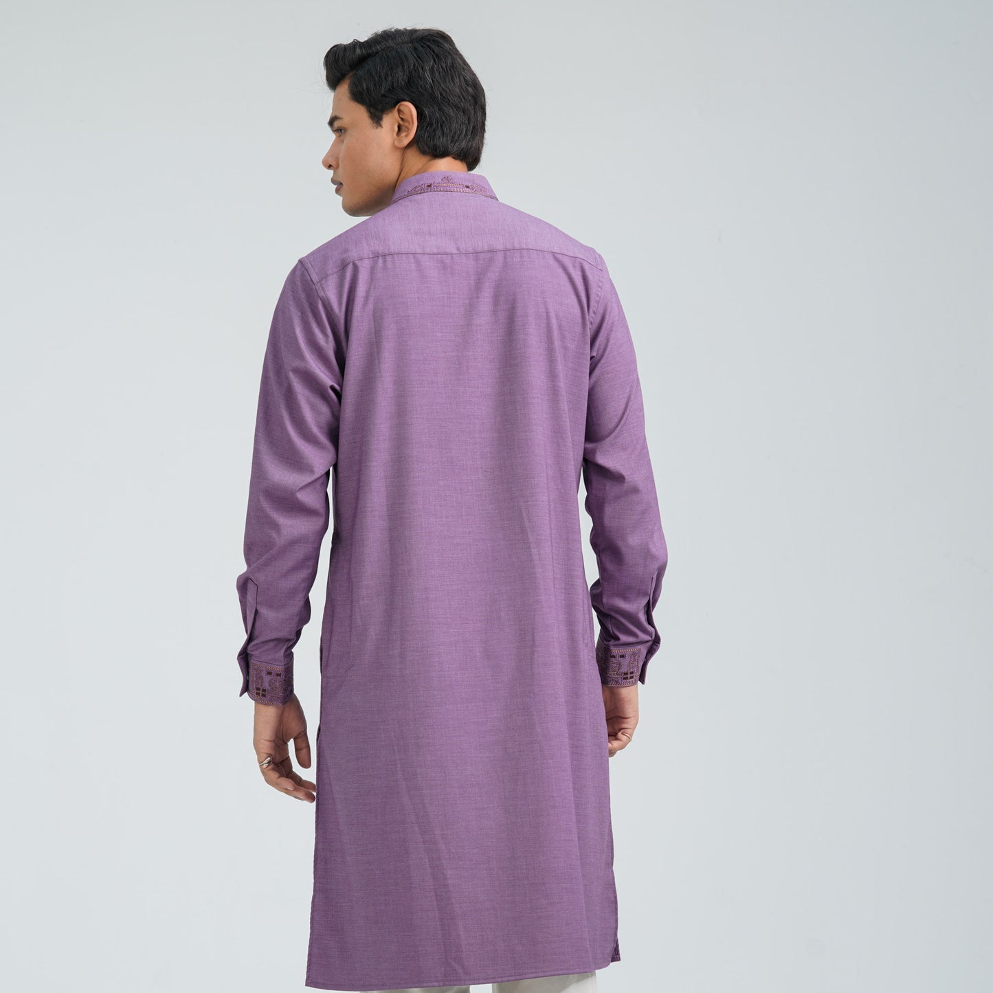 Men's Purple Embroidered Panjabi
