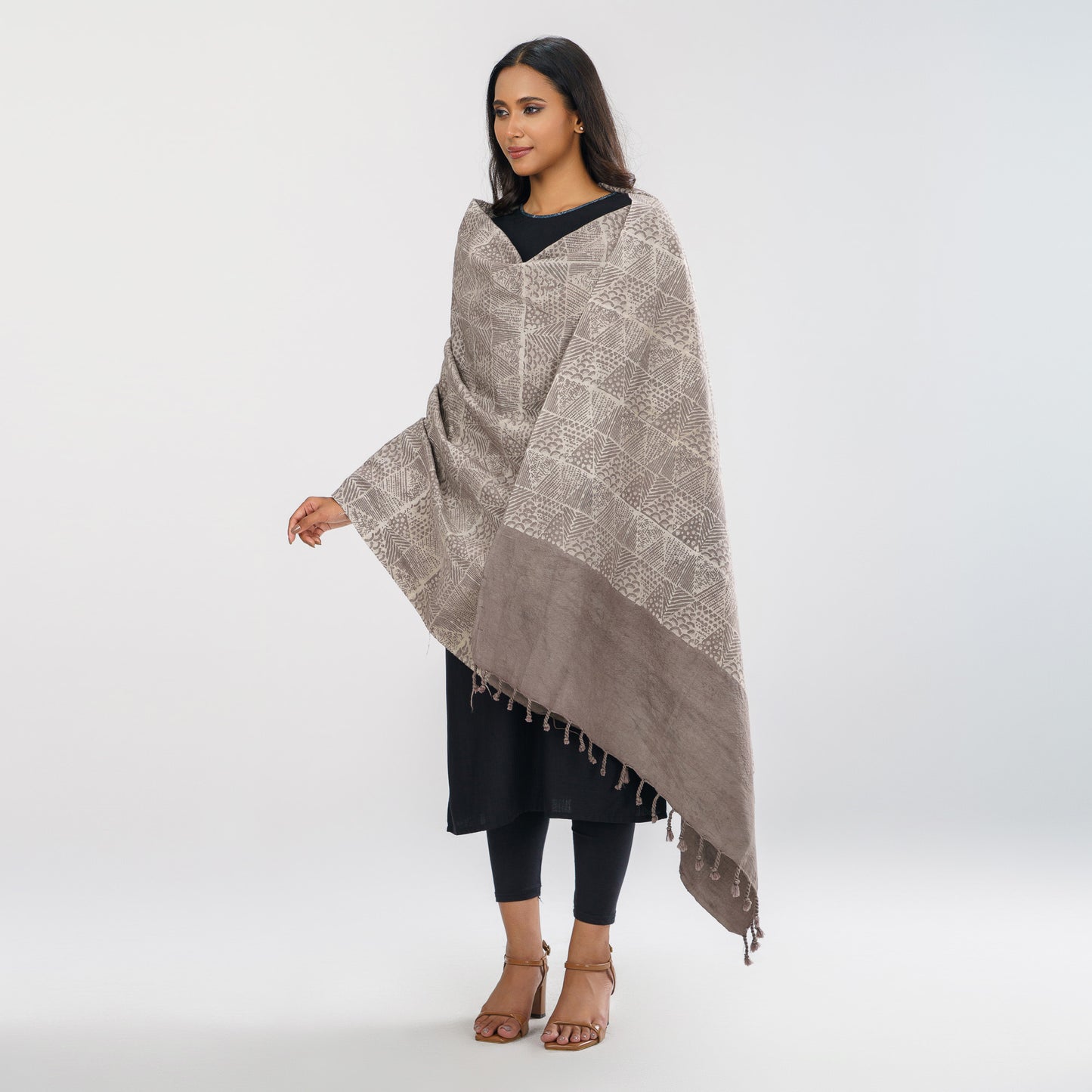 Womens Tan Cotton Shawl