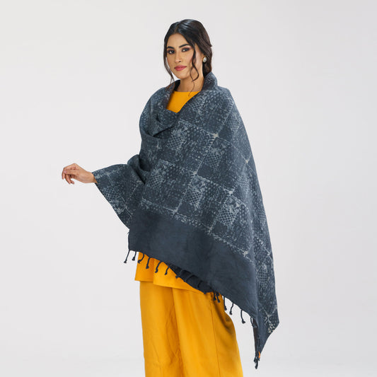 Womens Charcoal Cotton Shawl