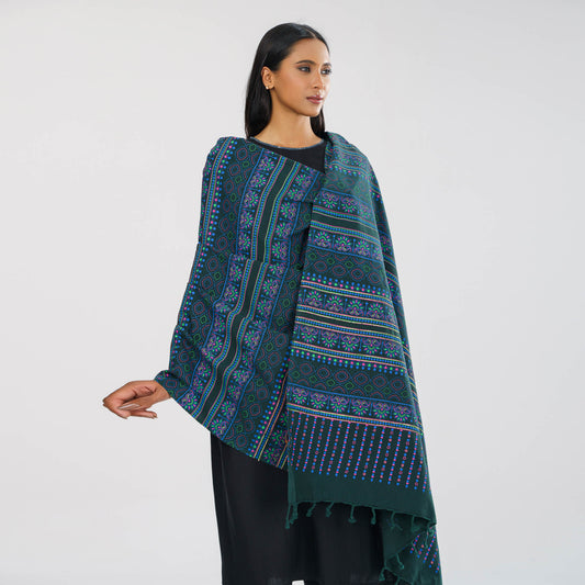 Womens Green Ethnic Shawl