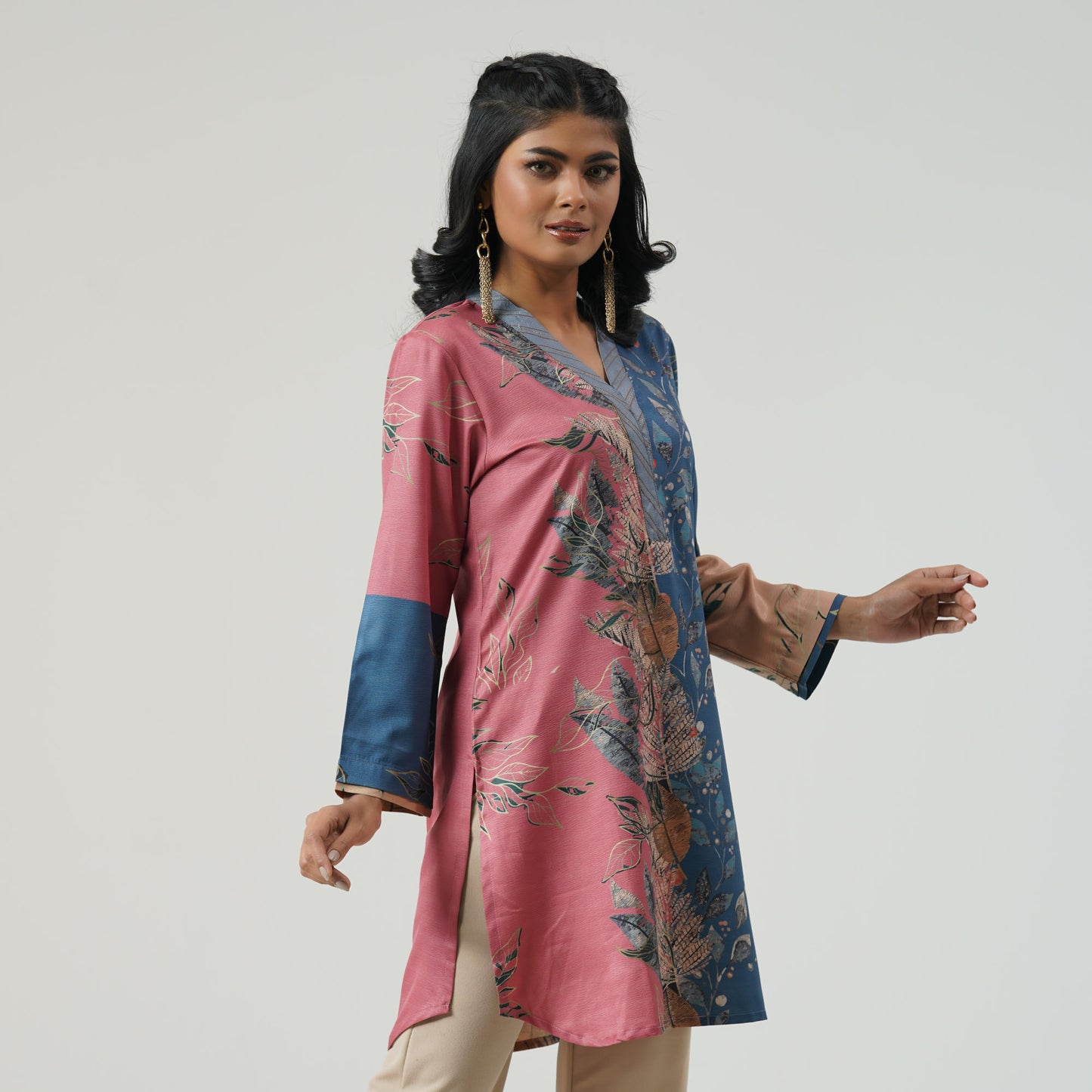 Womens Pink Ethnic Tunic